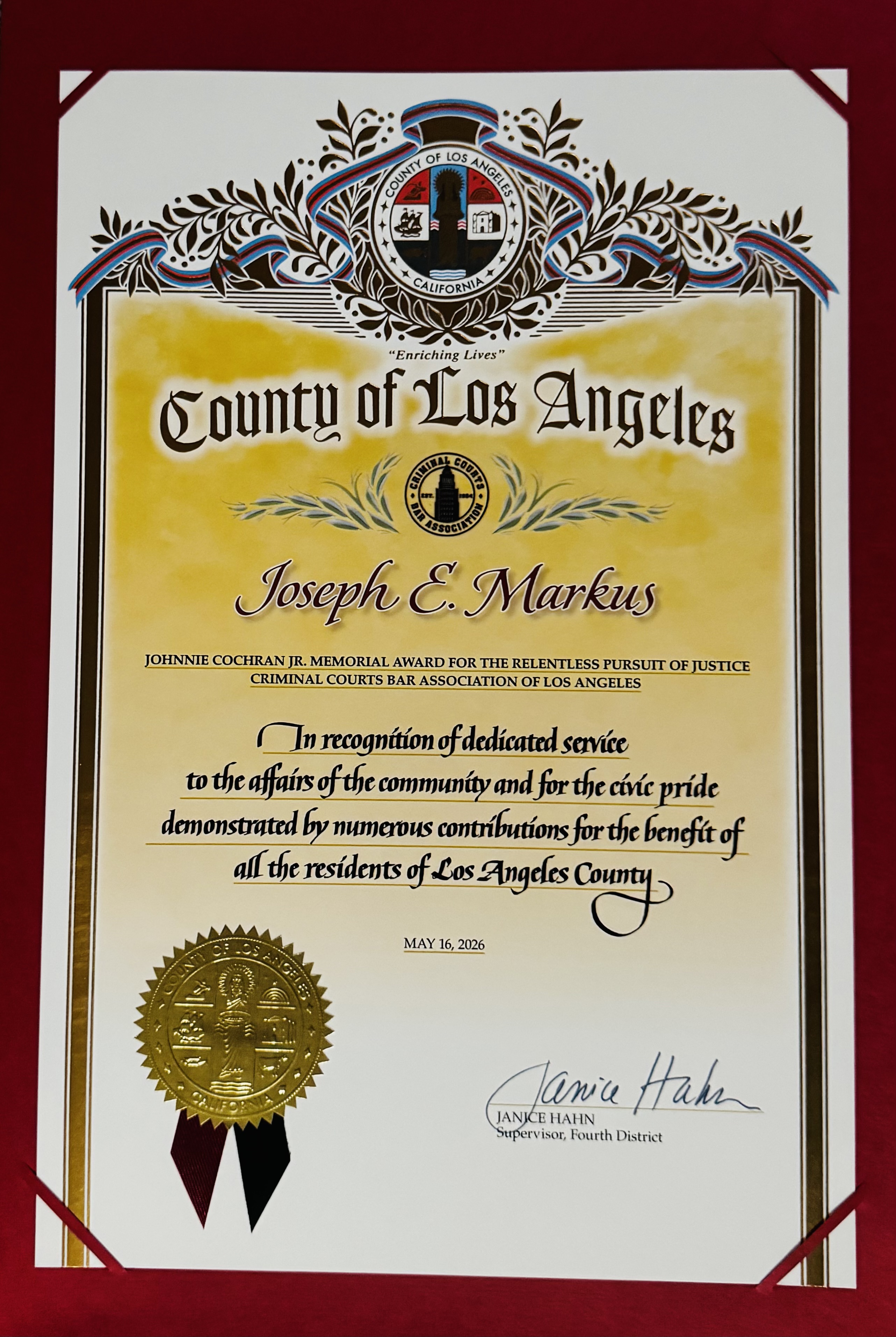 County of Los Angeles - Joseph E. Markus